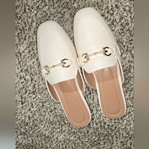 SHEIN Cream Mules with Gold Accent
